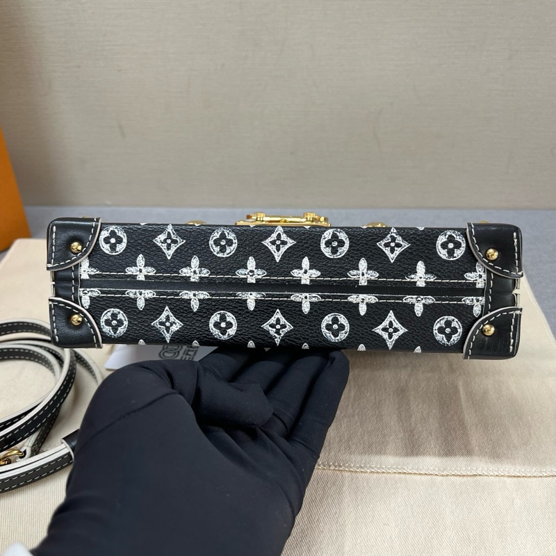 LV 黑色貓咪限量版 全皮金屬印花硬盒子petite Malle 尺寸約20*13*6cm 附件：盒子 塵袋。-5