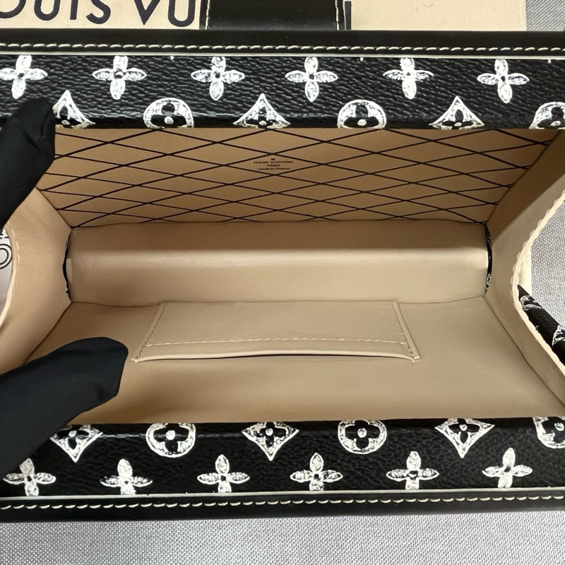 LV 黑色貓咪限量版 全皮金屬印花硬盒子petite Malle 尺寸約20*13*6cm 附件：盒子 塵袋。-7