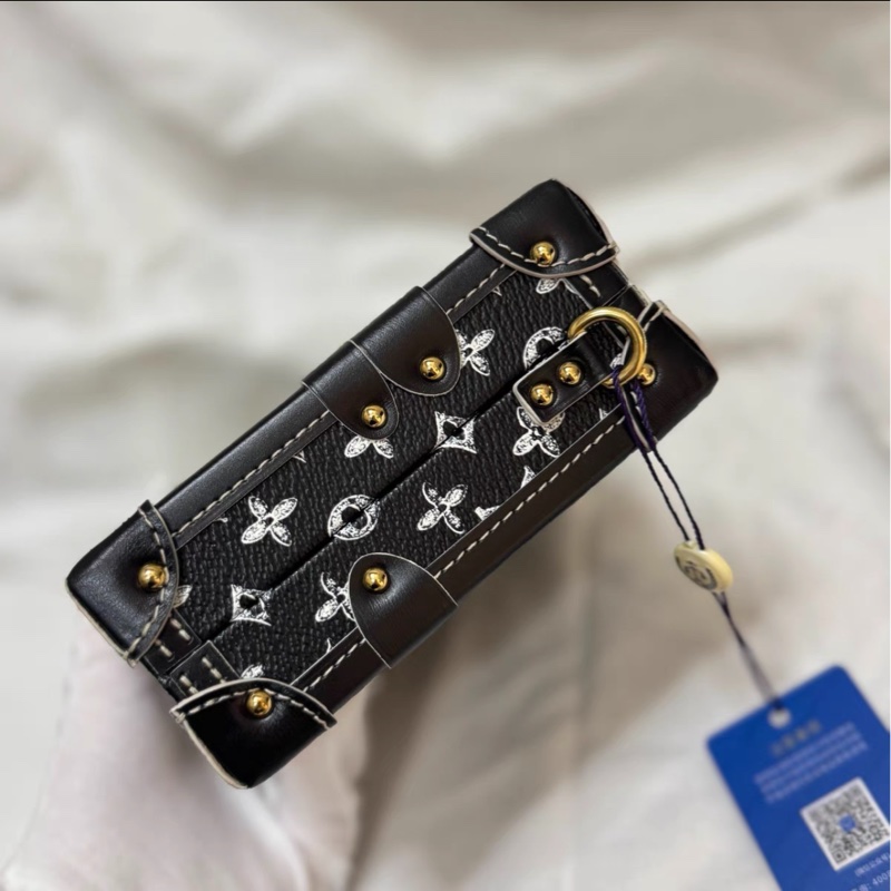 LV 黑色貓咪限量版 全皮金屬印花硬盒子petite Malle 尺寸約20*13*6cm 附件：盒子 塵袋。-6