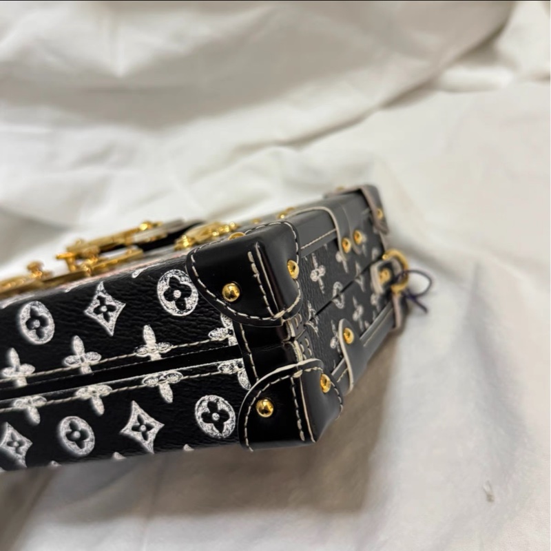 LV 黑色貓咪限量版 全皮金屬印花硬盒子petite Malle 尺寸約20*13*6cm 附件：盒子 塵袋。-8