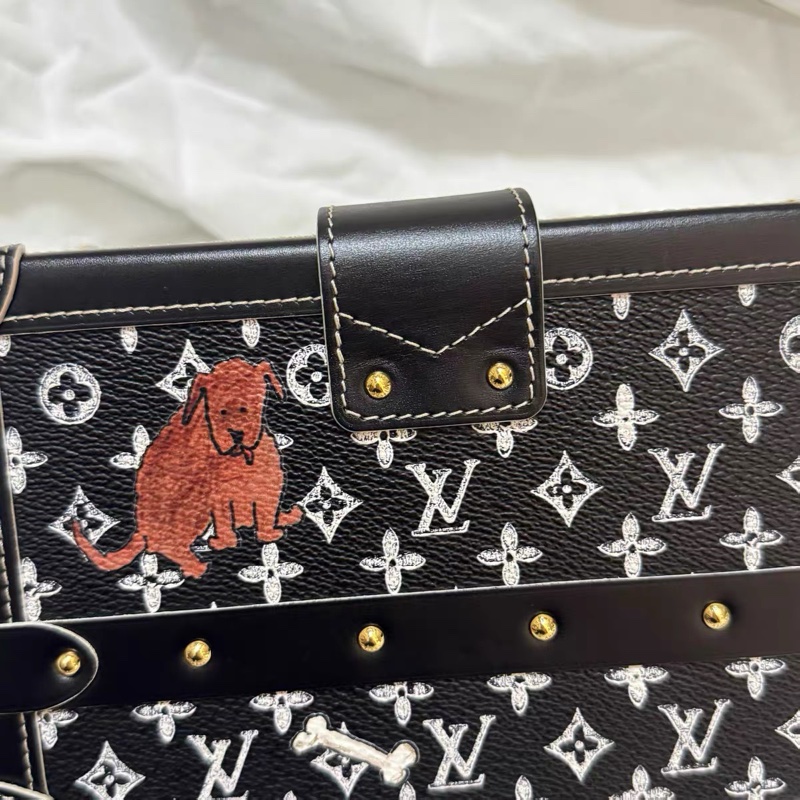 LV 黑色貓咪限量版 全皮金屬印花硬盒子petite Malle 尺寸約20*13*6cm 附件：盒子 塵袋。-13