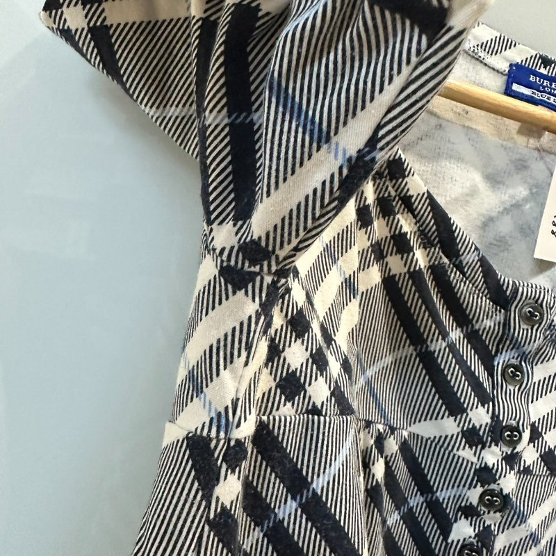 【美收精品】BURBERRY 藍白色格紋短袖襯衫 4-188【隔月月中將轉賣至日本 上架期限30天】-2
