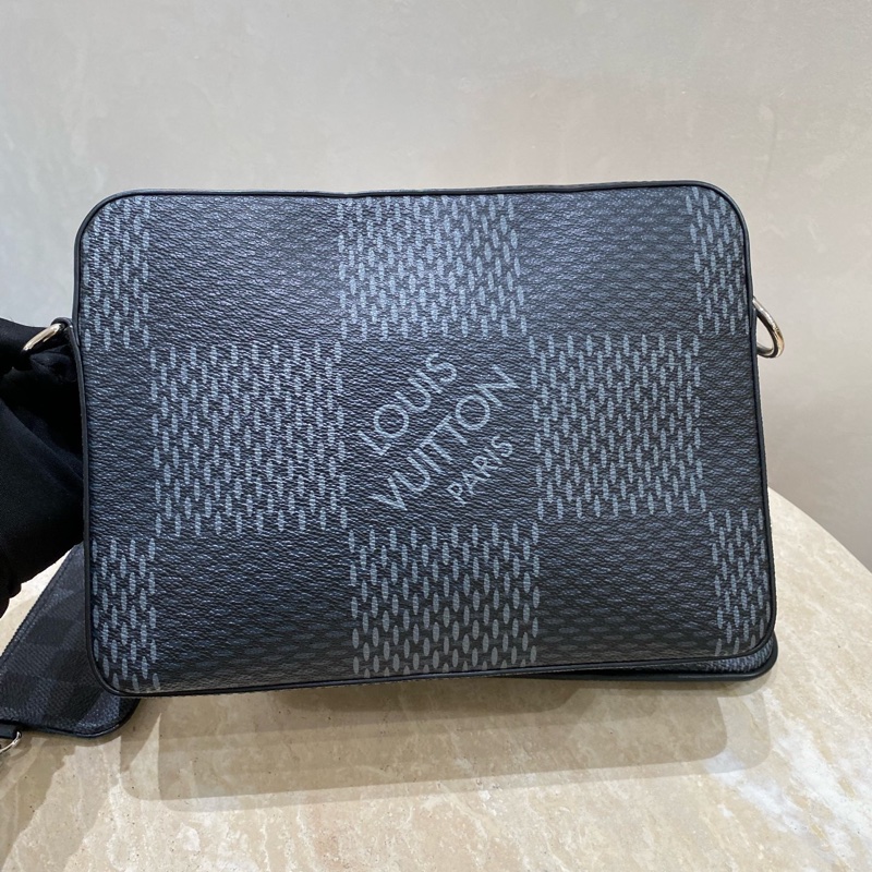 Lv 男款 trio棋盤格 三合一郵差包-30