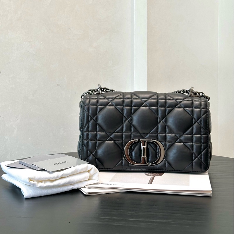 Dior caro中號手袋 so black 烏金扣 單肩包斜挎包 全智秀同款-0
