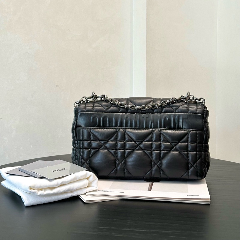 Dior caro中號手袋 so black 烏金扣 單肩包斜挎包 全智秀同款-2