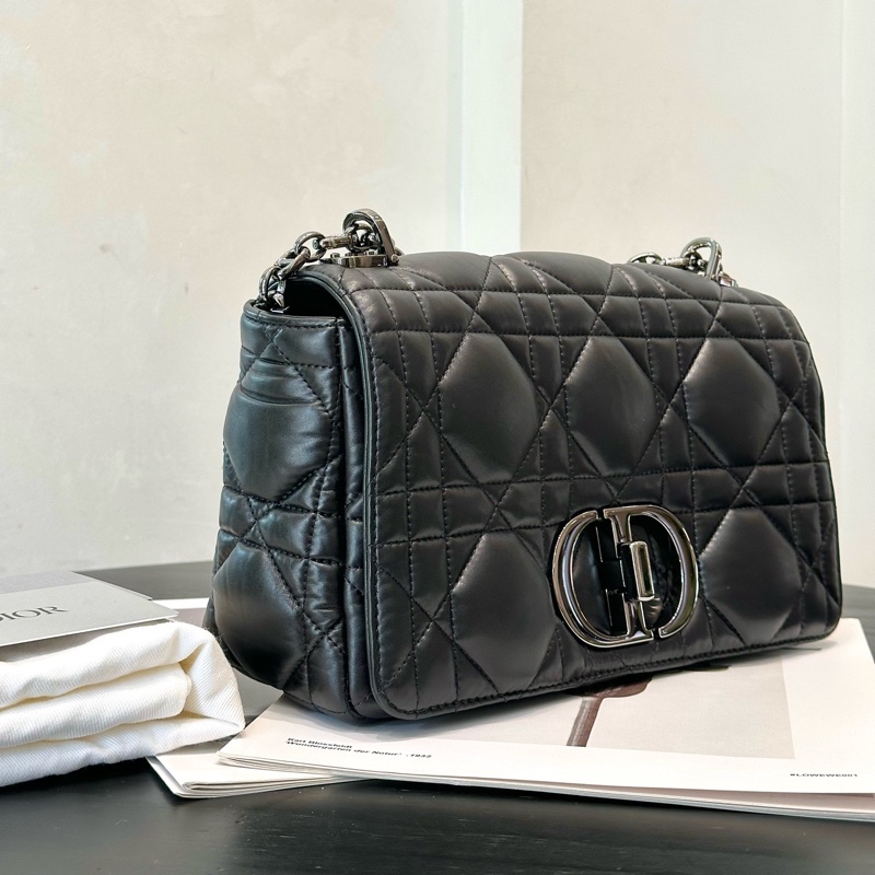 Dior caro中號手袋 so black 烏金扣 單肩包斜挎包 全智秀同款-3