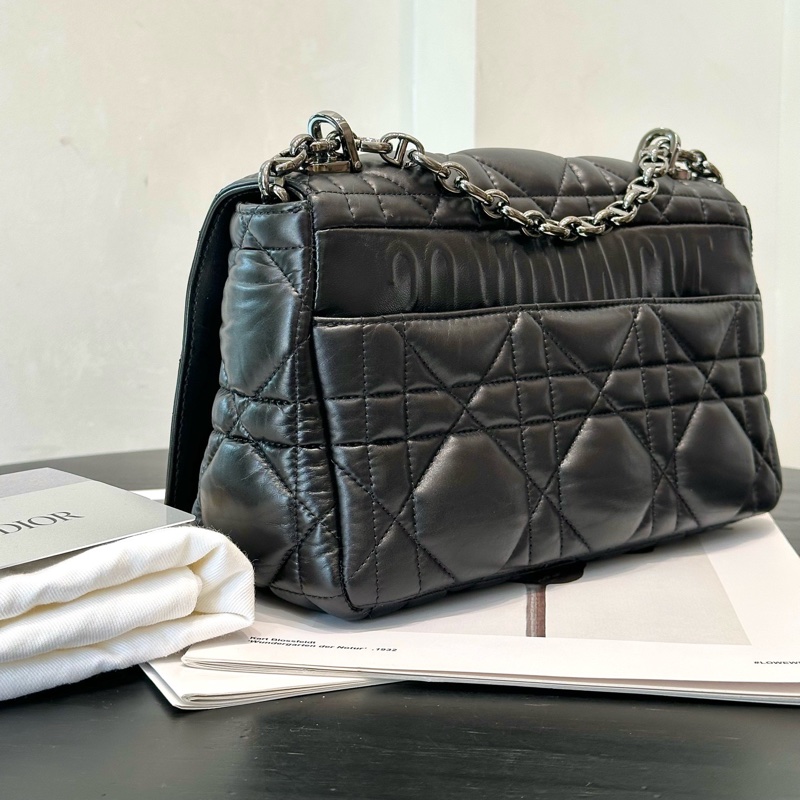 Dior caro中號手袋 so black 烏金扣 單肩包斜挎包 全智秀同款-5