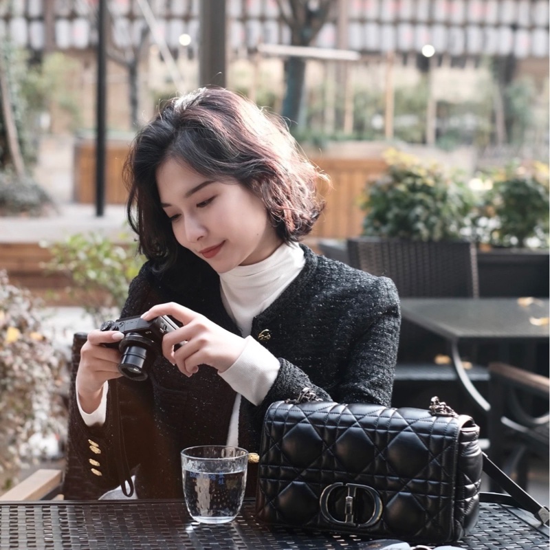 Dior caro中號手袋 so black 烏金扣 單肩包斜挎包 全智秀同款-7