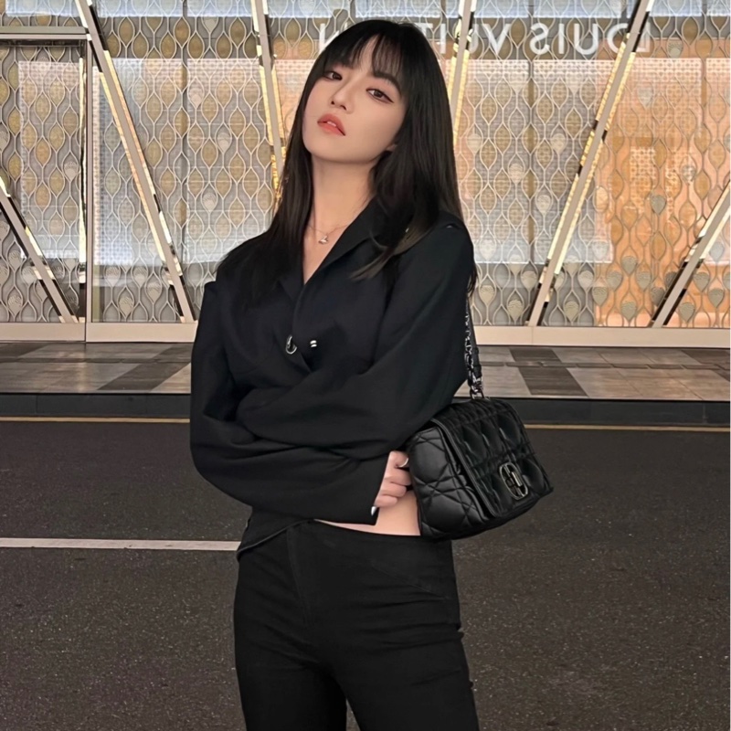 Dior caro中號手袋 so black 烏金扣 單肩包斜挎包 全智秀同款-8