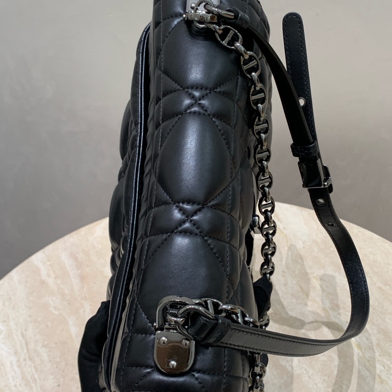 Dior caro中號手袋 so black 烏金扣 單肩包斜挎包 全智秀同款-13
