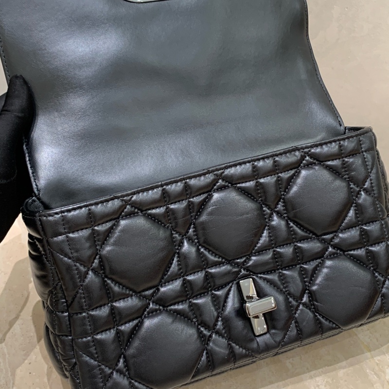 Dior caro中號手袋 so black 烏金扣 單肩包斜挎包 全智秀同款-17