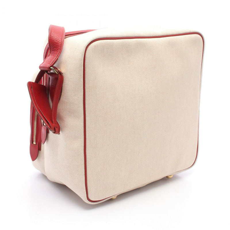 愛馬仕 Victoria 單肩包 Toile H Clemence 皮革 米色紅色 二手 GHW 女款-1