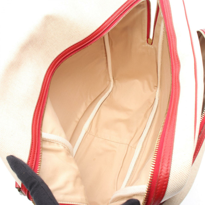 愛馬仕 Victoria 單肩包 Toile H Clemence 皮革 米色紅色 二手 GHW 女款-2