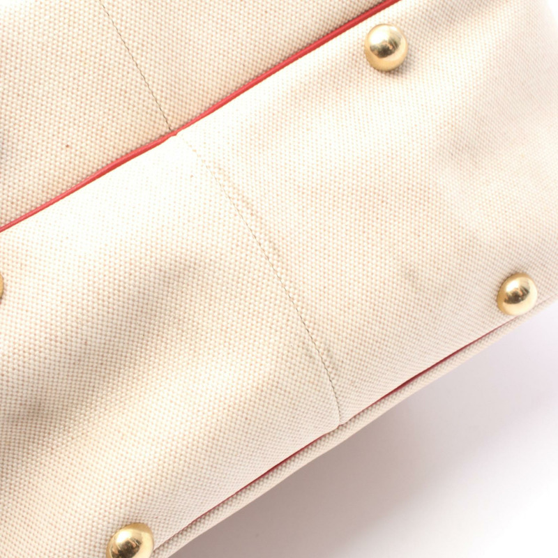 愛馬仕 Victoria 單肩包 Toile H Clemence 皮革 米色紅色 二手 GHW 女款-8