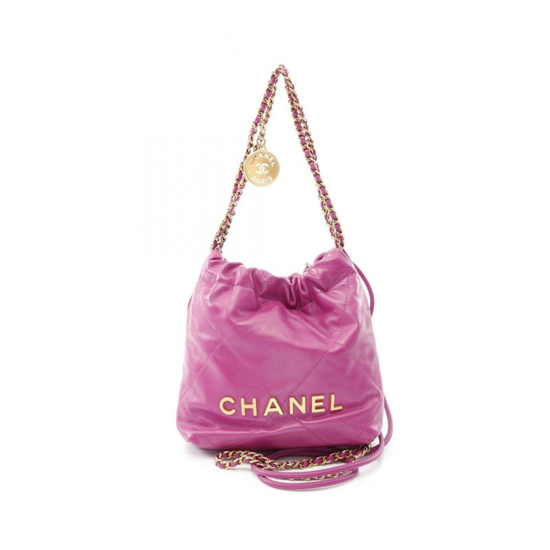 CHANEL chanel 22 迷你鏈條單肩包 AS3980 皮革紫色二手女 GHW CC-0