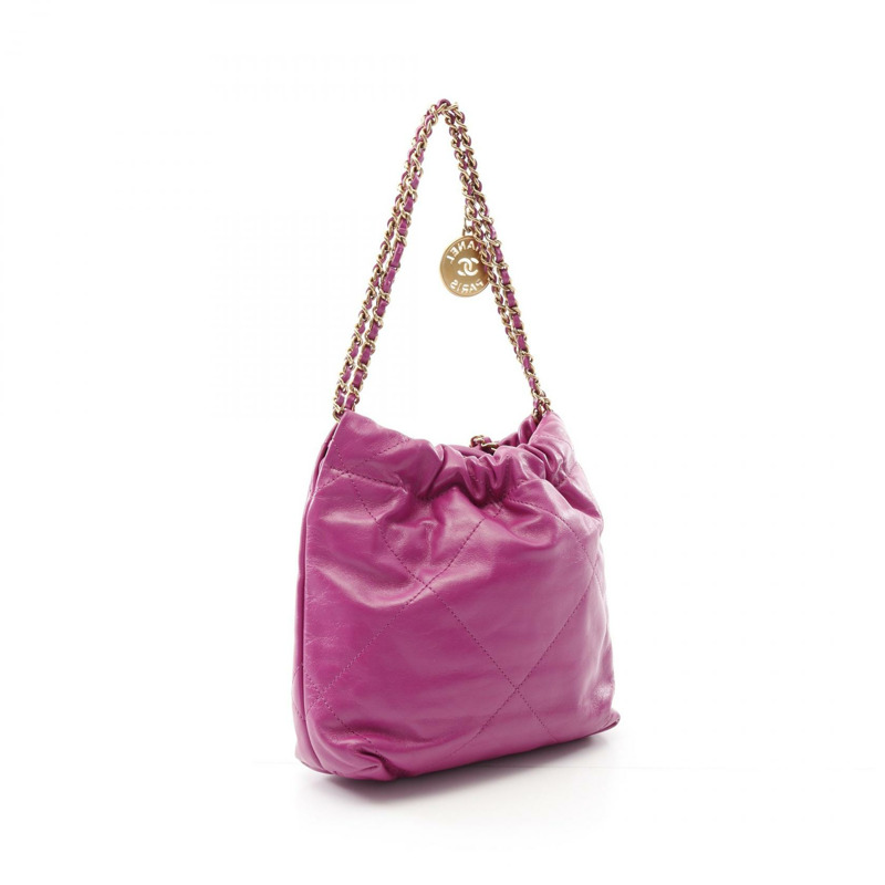 CHANEL chanel 22 迷你鏈條單肩包 AS3980 皮革紫色二手女 GHW CC-1