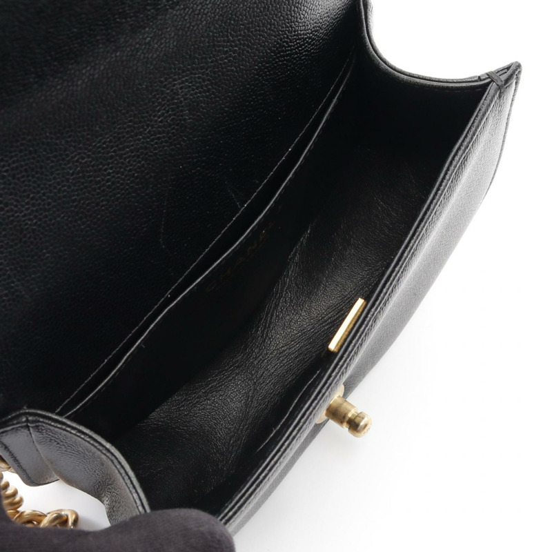 CHANEL Boy chanel 鏈條單肩包 AS3186 粒面小牛皮 黑 二手 GHW CC-2