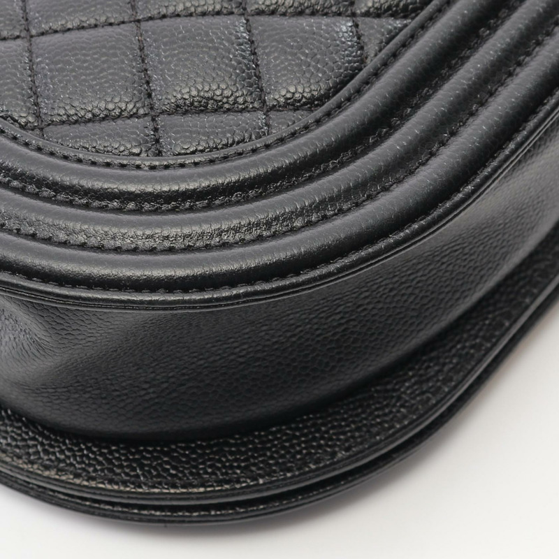 CHANEL Boy chanel 鏈條單肩包 AS3186 粒面小牛皮 黑 二手 GHW CC-5