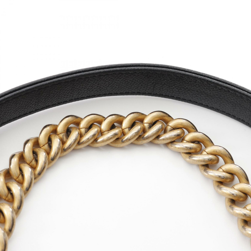 CHANEL Boy chanel 鏈條單肩包 AS3186 粒面小牛皮 黑 二手 GHW CC-6