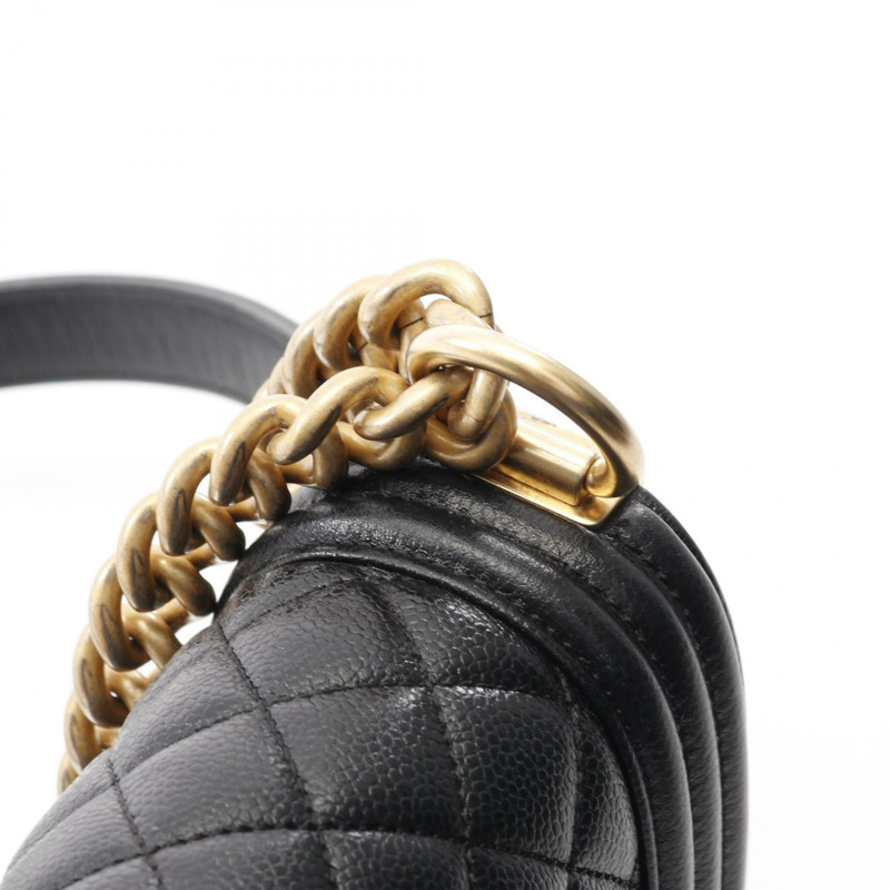 CHANEL Boy chanel 鏈條單肩包 AS3186 粒面小牛皮 黑 二手 GHW CC-7