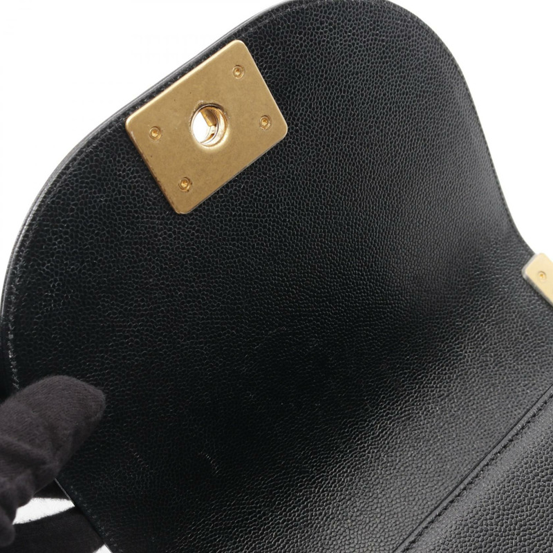 CHANEL Boy chanel 鏈條單肩包 AS3186 粒面小牛皮 黑 二手 GHW CC-8