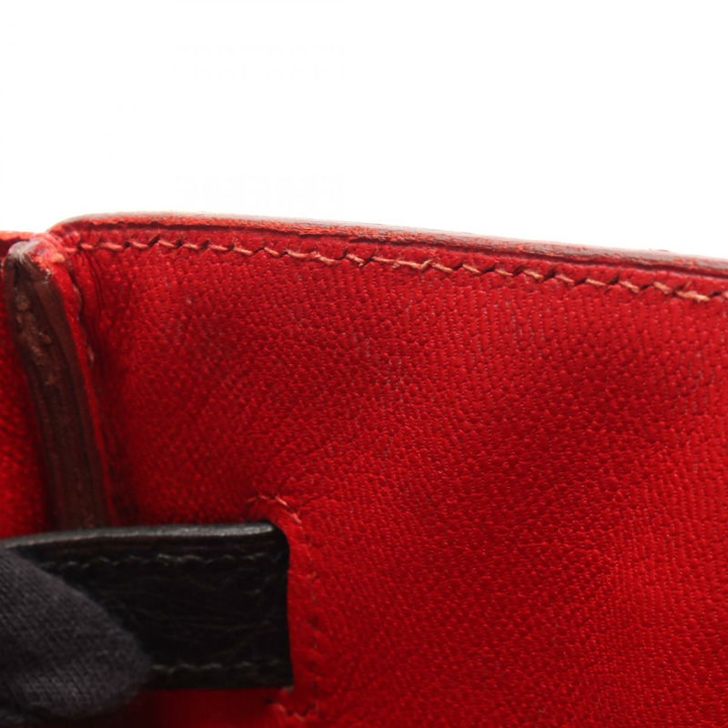 愛馬仕 Birkin 35 Rouge vif 手提包,鴕鳥皮,紅色/黑色,二手女款-11