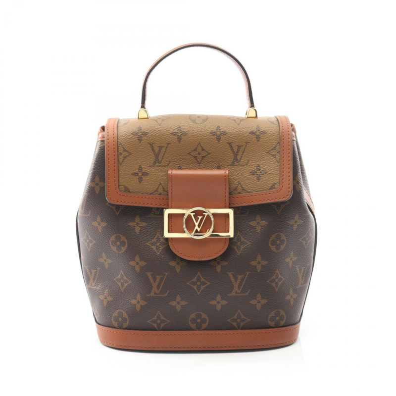 LOUIS VUITTON Dauphine 背包背包包 M45142 Monogram Reverse 棕色二手-0
