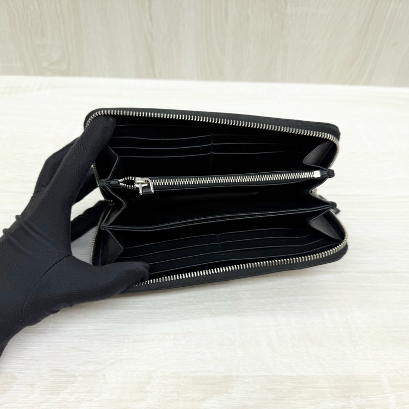 PRADA長夾黑色牛皮三角logo拉鍊-8