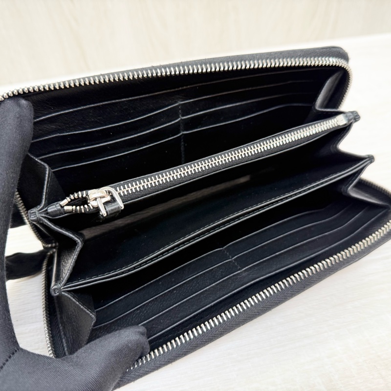 PRADA長夾黑色牛皮三角logo拉鍊-9