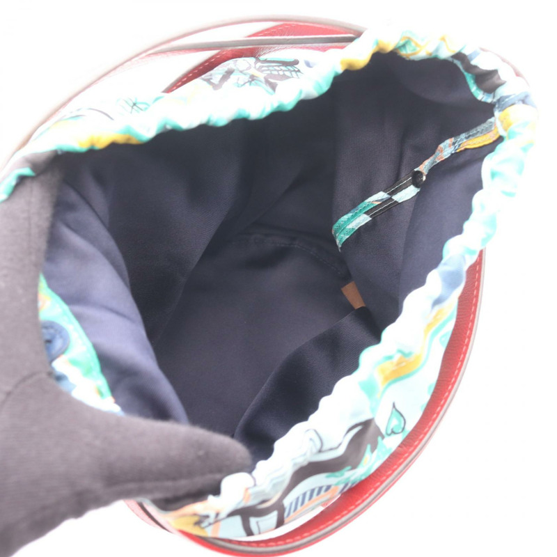 HERMES 芥末紫抽繩手提包 X 070539CK+070543CK 埃普索姆絲綢朱紅色 SHW-2