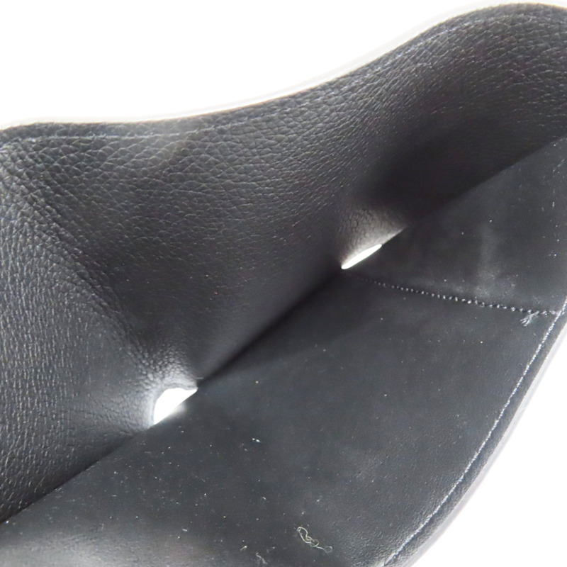 黑色牛皮 棕色原花 帆布 Double V 扣式短夾 (有燙字)【LOUIS VUITTON LV 路易威登】 M64420-6