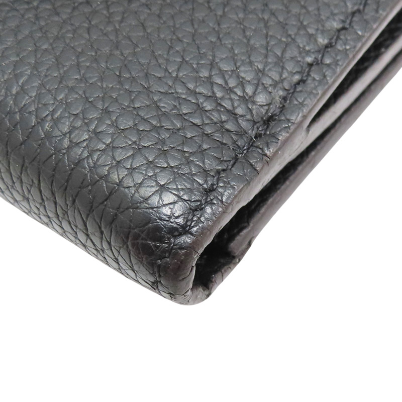 黑色牛皮 棕色原花 帆布 Double V 扣式短夾 (有燙字)【LOUIS VUITTON LV 路易威登】 M64420-10