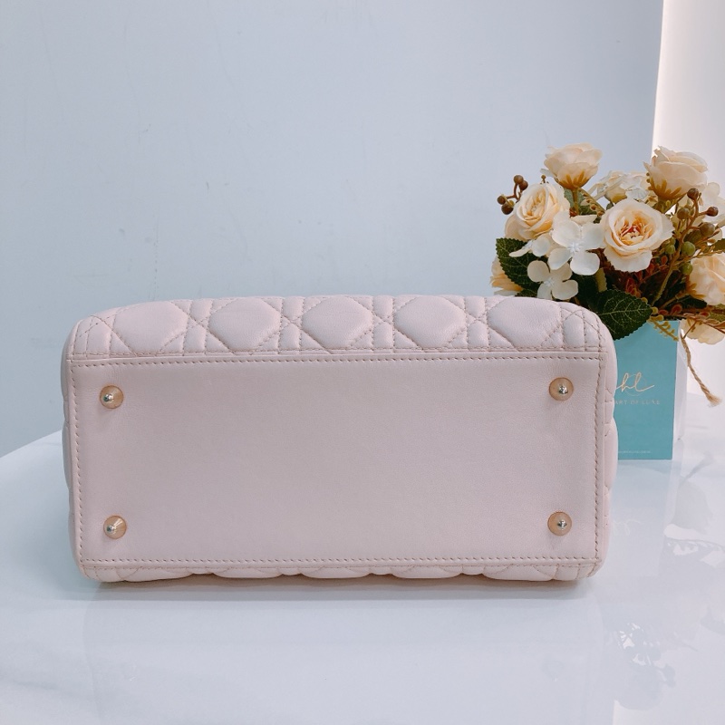 MS0328 Christian Dior 迪奧戴妃包 中號 五格 櫻花粉色 玫瑰金扣 Lady Dior Medium Lambskin Pink X LGHW-4