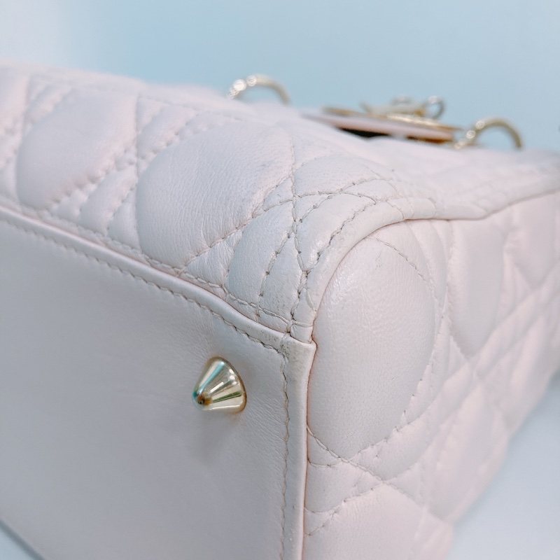 MS0328 Christian Dior 迪奧戴妃包 中號 五格 櫻花粉色 玫瑰金扣 Lady Dior Medium Lambskin Pink X LGHW-5