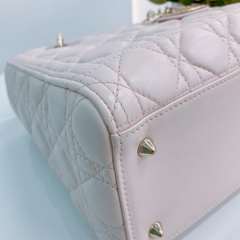 MS0328 Christian Dior 迪奧戴妃包 中號 五格 櫻花粉色 玫瑰金扣 Lady Dior Medium Lambskin Pink X LGHW-6