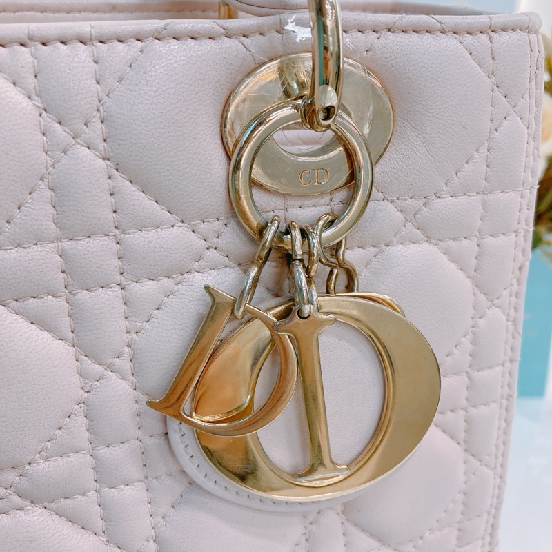 MS0328 Christian Dior 迪奧戴妃包 中號 五格 櫻花粉色 玫瑰金扣 Lady Dior Medium Lambskin Pink X LGHW-9