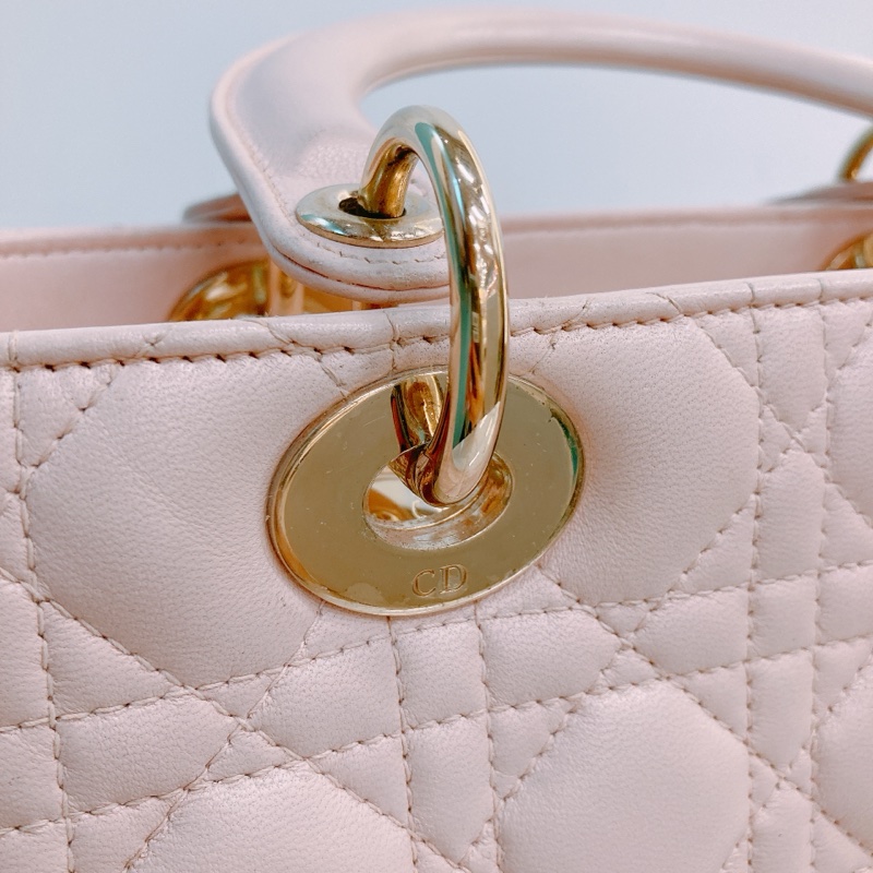 MS0328 Christian Dior 迪奧戴妃包 中號 五格 櫻花粉色 玫瑰金扣 Lady Dior Medium Lambskin Pink X LGHW-10