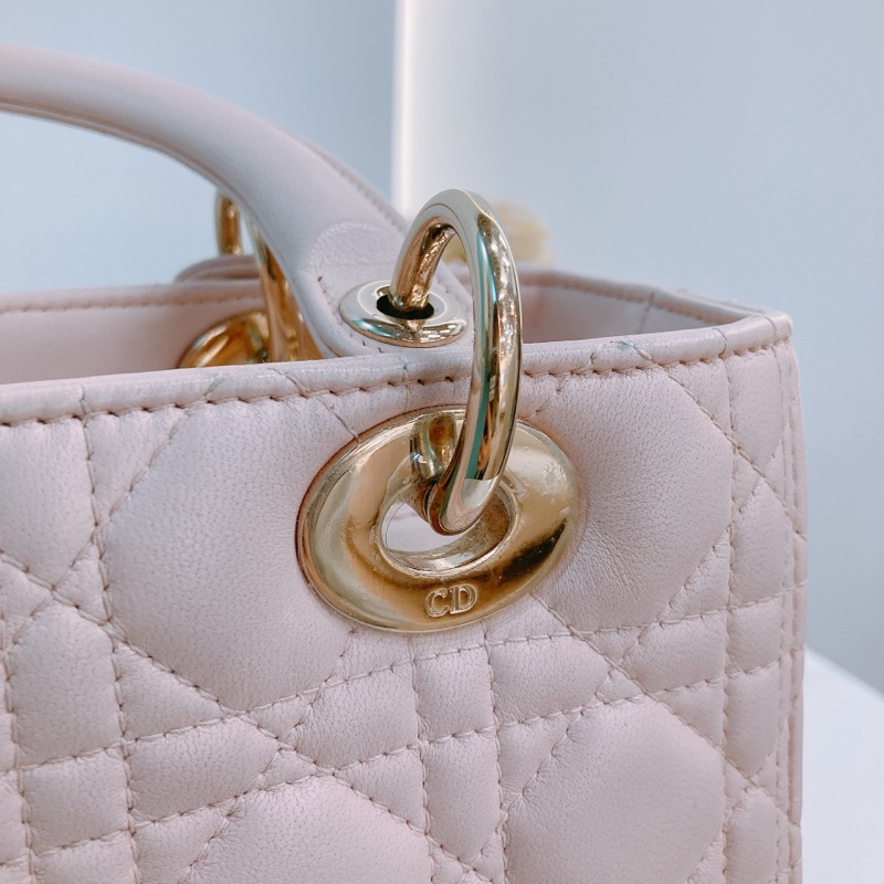 MS0328 Christian Dior 迪奧戴妃包 中號 五格 櫻花粉色 玫瑰金扣 Lady Dior Medium Lambskin Pink X LGHW-11