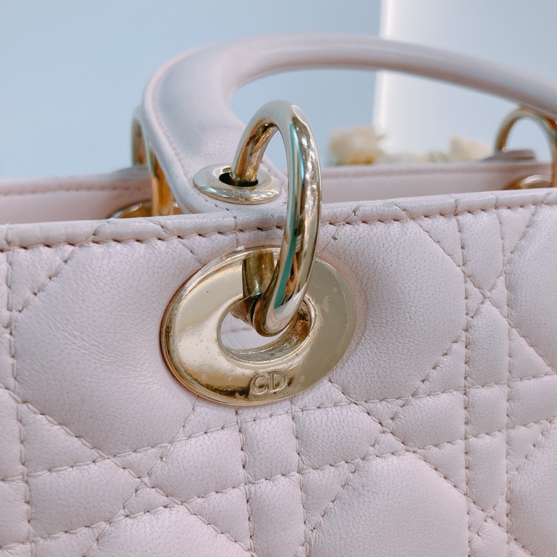 MS0328 Christian Dior 迪奧戴妃包 中號 五格 櫻花粉色 玫瑰金扣 Lady Dior Medium Lambskin Pink X LGHW-12