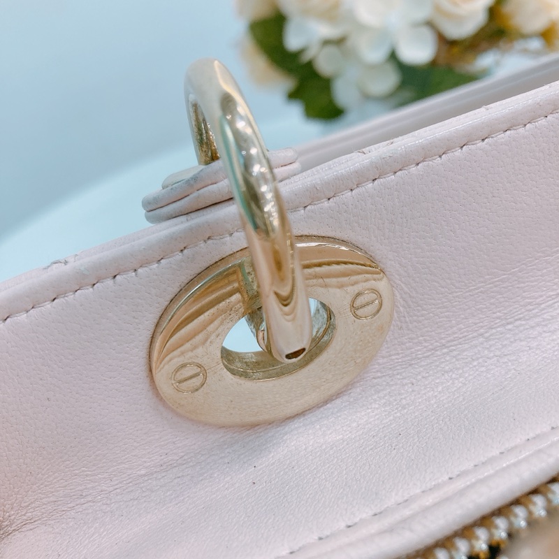 MS0328 Christian Dior 迪奧戴妃包 中號 五格 櫻花粉色 玫瑰金扣 Lady Dior Medium Lambskin Pink X LGHW-15