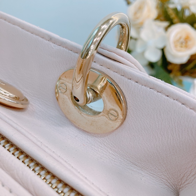 MS0328 Christian Dior 迪奧戴妃包 中號 五格 櫻花粉色 玫瑰金扣 Lady Dior Medium Lambskin Pink X LGHW-16
