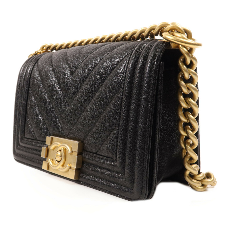 CHANEL 牛皮皮革Boy 20金扣肩背袋-2