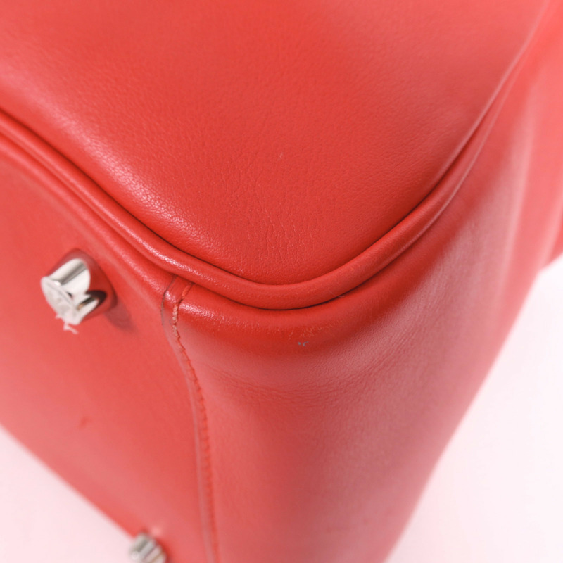 HERMES Swift皮革Lindy 30銀扣手挽肩背兩用袋Rose De Coeur-10
