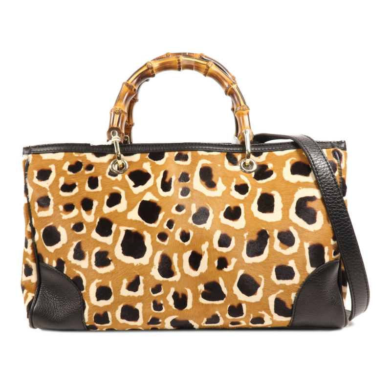 GUCCI 馬毛Bamboo Shopper Satchel Bag金扣手挽肩背兩用袋-0