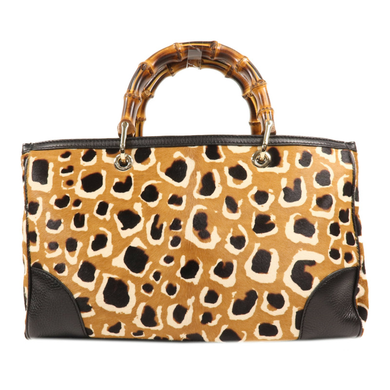 GUCCI 馬毛Bamboo Shopper Satchel Bag金扣手挽肩背兩用袋-1