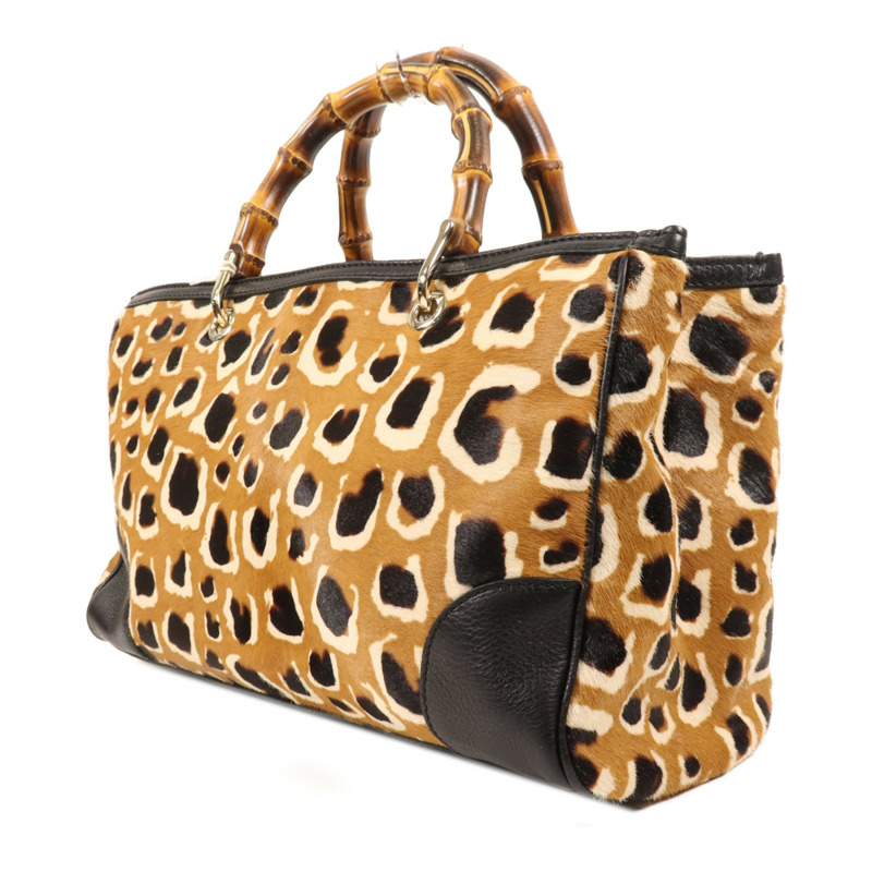 GUCCI 馬毛Bamboo Shopper Satchel Bag金扣手挽肩背兩用袋-2