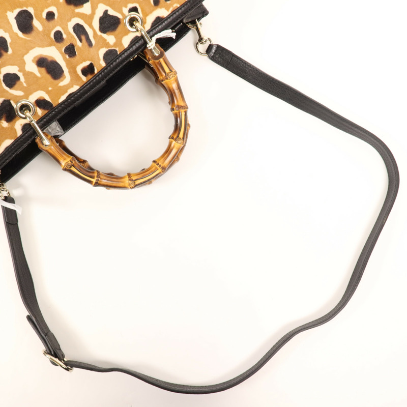 GUCCI 馬毛Bamboo Shopper Satchel Bag金扣手挽肩背兩用袋-7