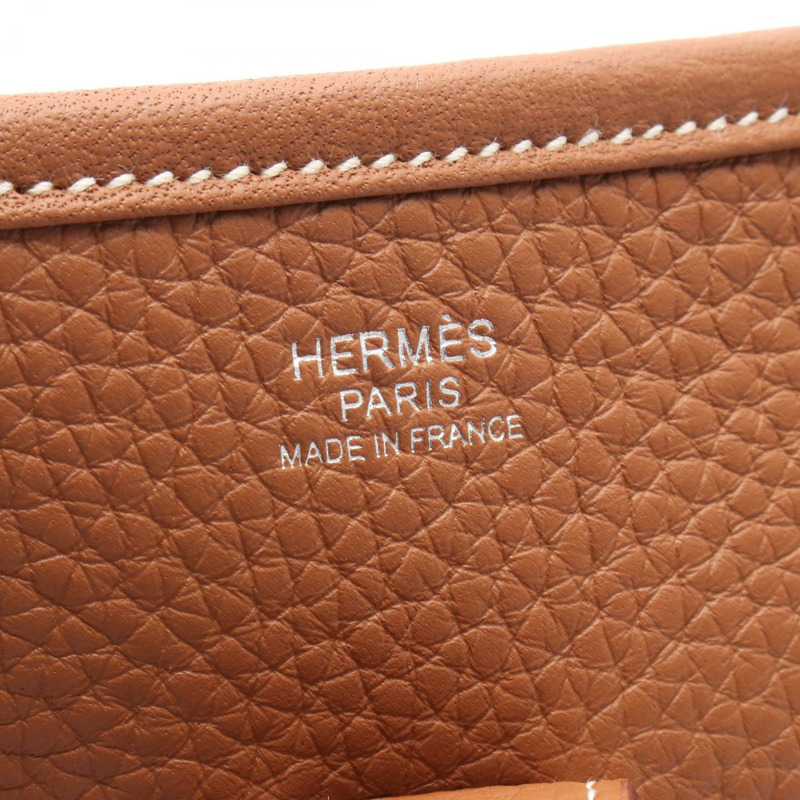 HERMES Evelyne 3 Troyes PM 單肩包 Clemence 皮革 金色 二手 女款 SHW K-3