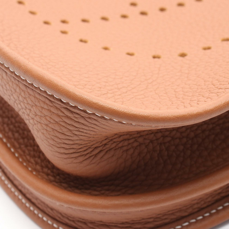 HERMES Evelyne 3 Troyes PM 單肩包 Clemence 皮革 金色 二手 女款 SHW K-5