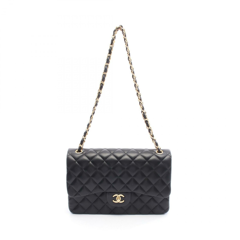香奈兒 Jumbo Matelasse 30 鏈條肩背包 A58600（羊皮）黑色 二手 金色五金-0